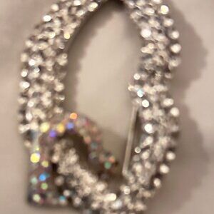 Lip Brooch with Crystals and Heart